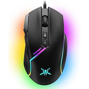 TECKNET Wired 8 Button 12800 DPI Optical RGB Gaming Mouse $11.20