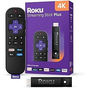 Roku Streaming Stick Plus 2025 4K HDR Media Player w/ Voice Remote $19