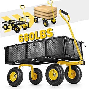 GVDV Heavy Duty Steel Garden Cart w/ 660-lb Capacity & 10" All-Terrain Wheels $70 + Free Shipping