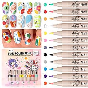 12-Ct 0.7 mm GelLaktik 3D Nail Polish Pens (Assorted Colors) $5