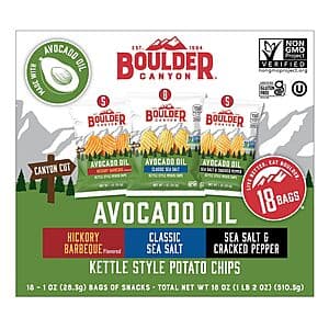 18-Ct 1-Oz Boulder Canyon Avocado Oil Kettle Style Potato Chips (Variety Pack) $9.85 w/ Subscribe & Save