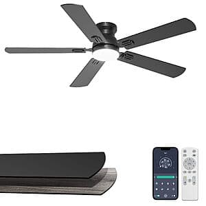 Prime Members: 52" Phylluz Flush Mount Ceiling Fan w/ Dimmable LED Light $42 & More + Free S&H