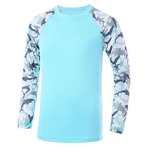 DRONIRING Boys UPF 50+ Long Sleeve Rash Guard UV Sun Protection Swim Shirt $5