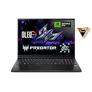 Acer Predator Laptop: 16" 1600p 240Hz OLED, Ultra 9 275HX, RTX 5070 Ti, 32GB RAM $1600 + Free Shipping