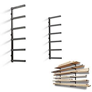Bora 6-Shelf Wall Mount Wood Storage Organizer Rack (Black) $35