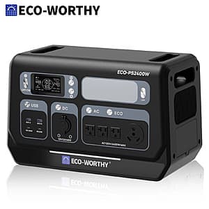 2048Wh ECO-WORTHY PS 2400W (4800W Peak) LiFePO4 Power Station $430.65 + Free S&H