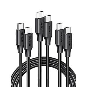 Prime Members: 3-Pack 6.6' UGreen 100W USB-C Fast Charging Cable (Black) $10 + Free Shipping