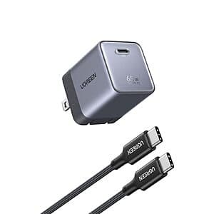 65W UGREEN Nexode Air USB-C GaN Charger w/ Foldable Prongs & 100W USB-C Cable $25