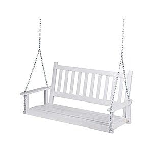 54" Shine Company Maine Wood Porch Swing w/ Chains (White) $100 + Free S&H w/ Prime