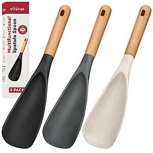 3-Pk VITEVER Wooden Handle Silicone Cooking Spatula Set $8.50