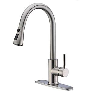 Prime Members: Wewe Single Handle High Arc Kitchen Faucet w/ Pull Down Sprayer $35 + Free Shipping