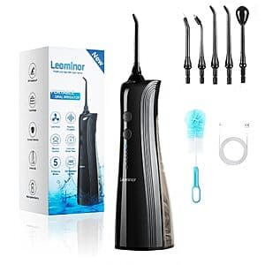 Leominor 230ml Cordless Rechargeable Water Dental Flosser (Black) $6.90