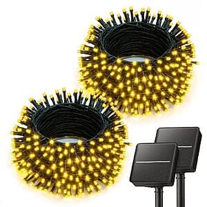 Prime Members: 2-Pk 80' Brightown Outdoor Solar String Lights (Warm White) $8.50 + Free S&H
