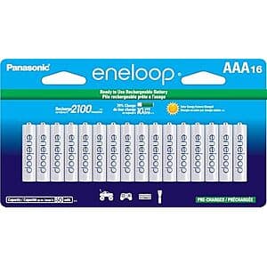 16-Ct Panasonic eneloop AAA 2100 Cycle Pre-Charged Rechargeable Batteries $29