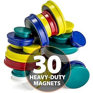 30-Pack Officemate Assorted Heavy-Duty Magnets (Assorted Sizes & Colors) $8