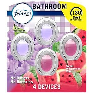 4-Pk 0.25-Oz Febreze Small Spaces Air Freshener (Watermelon Vine/Southern Lilac) $5.95 w/ Subscribe & Save
