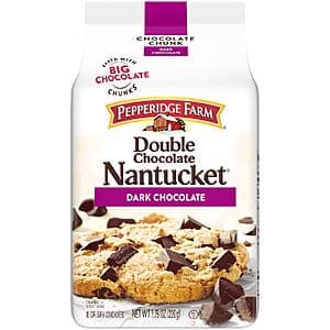 7.75oz. Pepperidge Farm Nantucket Double Dark Chocolate Chunk Cookie Bag $3.40 w/ S&S