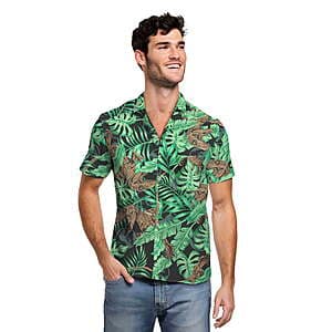 Men's Jurassic Park Short Sleeve Button Up Graphic Print Shirt (Jurassic World) $8.30 + Free S/H on $35+