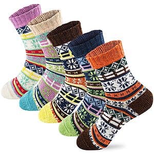 Prime Members: 5-Pairs Lisacool Women's Wool Blend Cozy Crew Socks $4.80 + Free Shipping