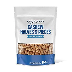Select Accts: 16-Oz Amazon Grocery Roasted & Salted Cashew Halves & Pieces $4.25 w/ S&S