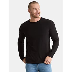 George Men's & Big Men's Cotton Crewneck Long Sleeve T-Shirt (various) from $3.40