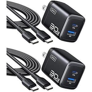 2-Pack INIU Up to 30W PD Fast Charging USB C Charger Block (USB-C + USB-A; Black) $9.15