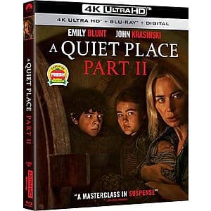 A Quiet Place Part II (4K UHD + Blu-Ray + Digital) $8.70