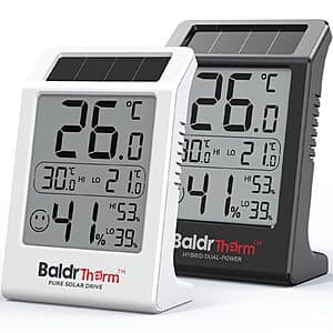 Prime Members: BaldrTherm Solar-Powered Room Thermometer & Indoor Humidity Meter $4.25 + Free Shipping