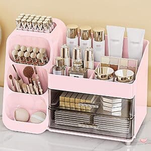 Prime Members: Anylady 13.5" x 6.9" Countertop Makeup Organizer (Pink or White) $17 + Free S&H