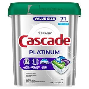 Select Accounts: 71-Ct Cascade Platinum Dishwasher Pods (Fresh Scent) 3 for $41 w/ S&S