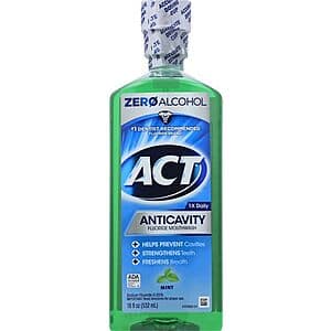 Act Zero Alcohol Fluoride Mouthwash: 33.8oz. Restoring $4.25 or 18oz. Anticavity $2.60 w/ Subscribe & Save