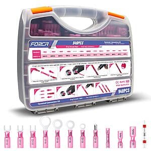 904-Piece FORCA Red Heat Shrink AWG 22-16 Wire Connectors Kit $18 + Free Shipping