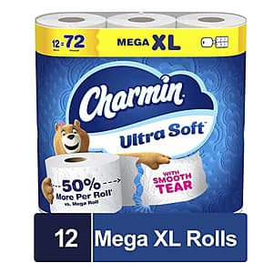 12-Ct Charmin Ultra Mega XL Toilet Paper Rolls + $10 W Cash 3 for $35.35 (after $15 Rebate) + Free S&H