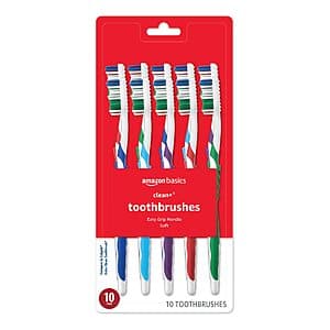10-Count Amazon Basics Clean+ Toothbrushes (Soft) $3.70 w/ Subscribe & Save