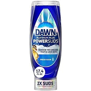 17.4-Oz Dawn Platinum Plus PowerSuds Liquid Dish Soap (Fresh Rain) $2.70 w/ S&S
