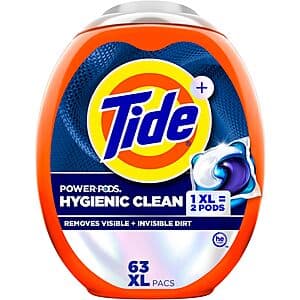 63-Count Tide Hygienic Clean Heavy 10x Duty Power PODS (Original) 4 for $61.80 w/ Subscribe & Save + Free S/H
