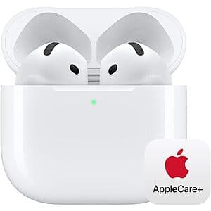 Apple AirPods 4 Wireless Earbuds w/ USB-C Case + 2-Years AppleCare+ $88 + Free Shipping