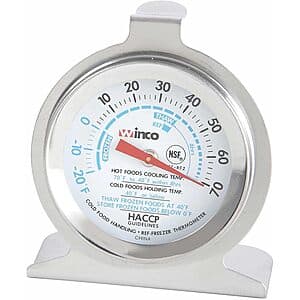 2" Winco Dial Refrigerator/Freezer Thermometer w/ Hook & Panel Base $2.50