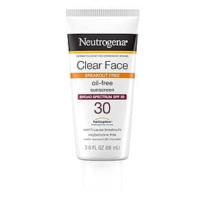 3-Oz Neutrogena Clear Face Sunscreen Lotion for Acne-Prone Skin (SPF 30) $3.50 w/ Subscribe & Save