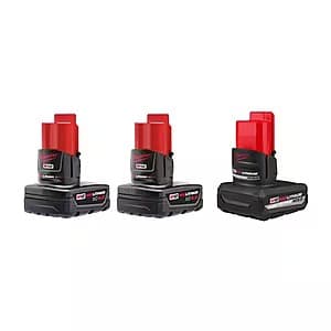 Milwaukee M12 12V Batteries: 2x 4Ah XC Extended Capacity + 1x 5Ah XC High Output $119 + Free S&H