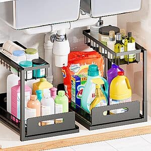 Select Accounts: 2-Pack VUSIGN 2-Tier Under Sink / Cabinet Pull Out Organizers $15.75