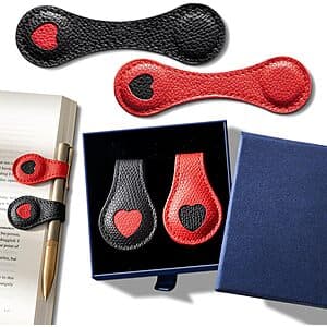 Prime Members: 2-Piece Magnetic PU Leather Heart Bookmarks $2.65 & More + Free Shipping