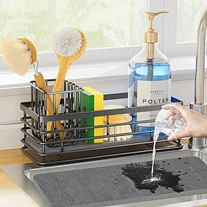 Yofidra Stainless Steel Kitchen Sink Caddy w/ Earth Drying Stone (Black) $8
