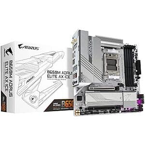 Select Accts: GIGABYTE B650M AORUS Elite AX ICE AM5 Micro ATX Motherboard $130.70 + Free Shipping