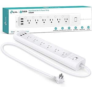 Used - Like New: Kasa Smart Plug Power Strip w/ 6 Smart Outlets & 3 USB Ports $22.50