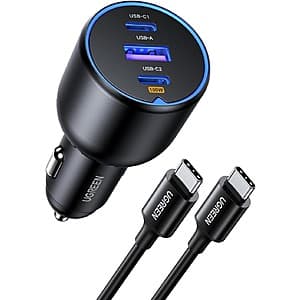 UGREEN 130W USB C Car Charger w/ Cable $22.50
