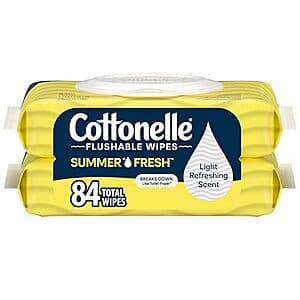 2-Pk 42-Ct Cottonelle Summer Fresh Scented Flushable Wipes $2.70 w/ S&S
