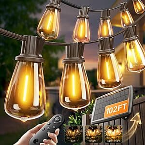 102' (96+6) Addlon Outdoor Solar Waterproof String Light w/ Remote $20