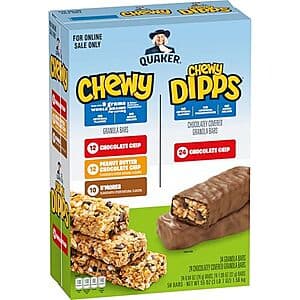 58-Pack Quaker Chewy Granola Bars (4 Flavor Chewy & Dipps Variety Pack) $10.15 w/ Subscribe & Save