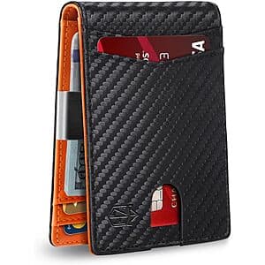 Zitahli RFID Blocking Money Clip Wallet (Carbon Black / Orange) $4.50